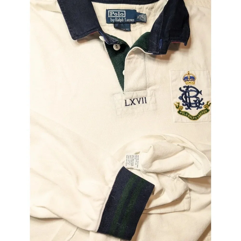 Polo Ralph Lauren Men's Vintage Rugby Shirt Crest LXVII Sz XL Custom Fit GUC